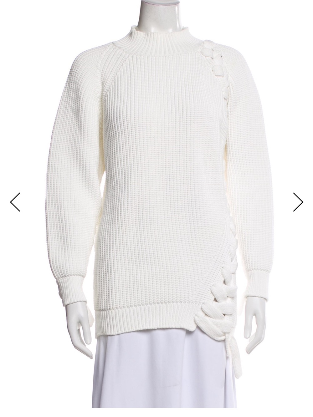 Victoria Beckham Cream Crewneck Sweater with Side Lace-Up - Sz S/M